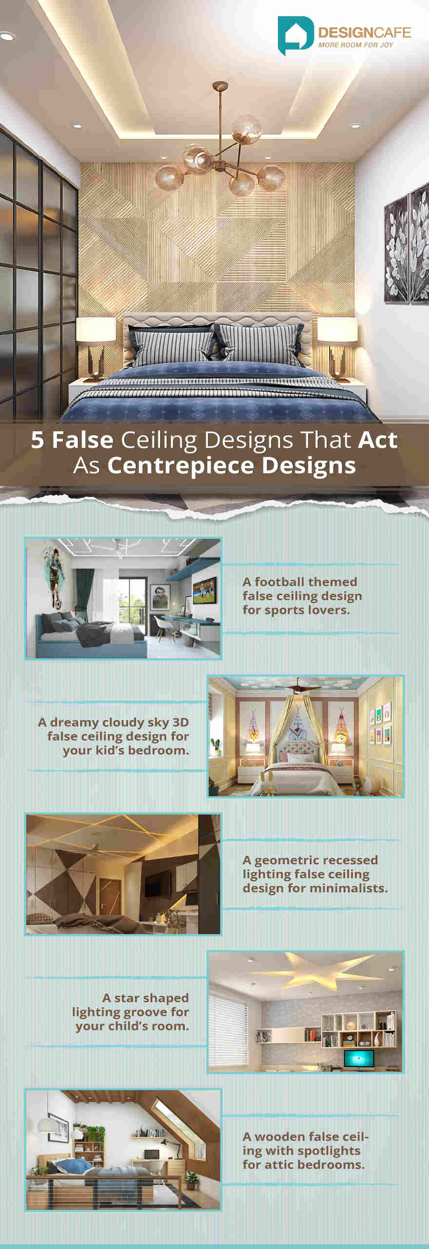 5 false ceiling designs that act as centrepiece designs infographic