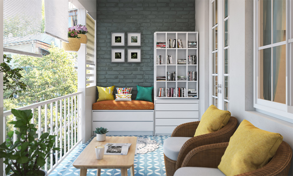 Balcony decoration ideas with a designated reading corner