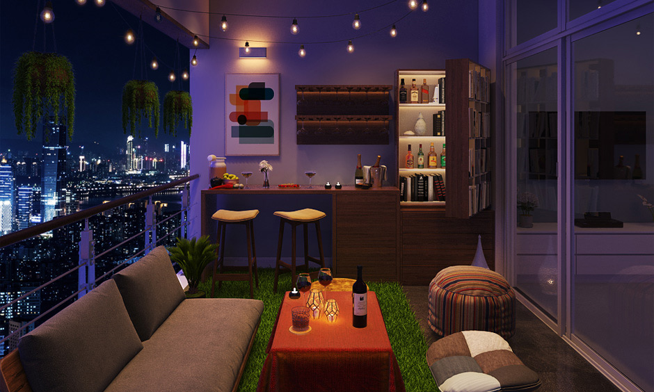 Make your balcony makeover into a party spot with a bar setup