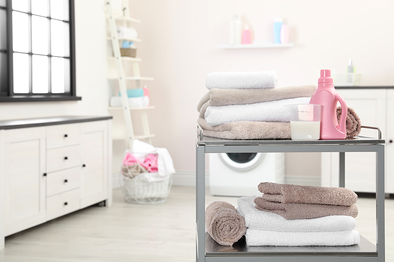 Bathroom storage baskets where a small trolley is a cool storage option for your bathroom