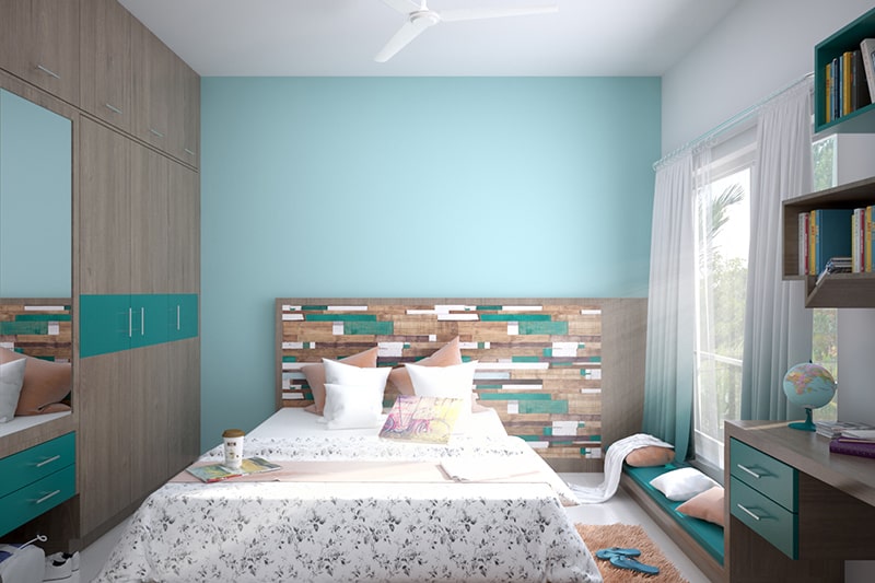 Paint your bedroom with aqua, it is a best wall paint colors for bedroom