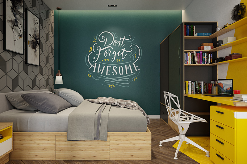 Bedroom wallpaper in India with motivational quotes which infuse positive energy to keep you motivated