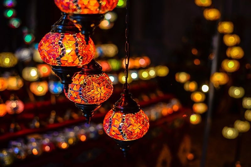 Diy sankranti decoration with hang string lights in the living room and balconies