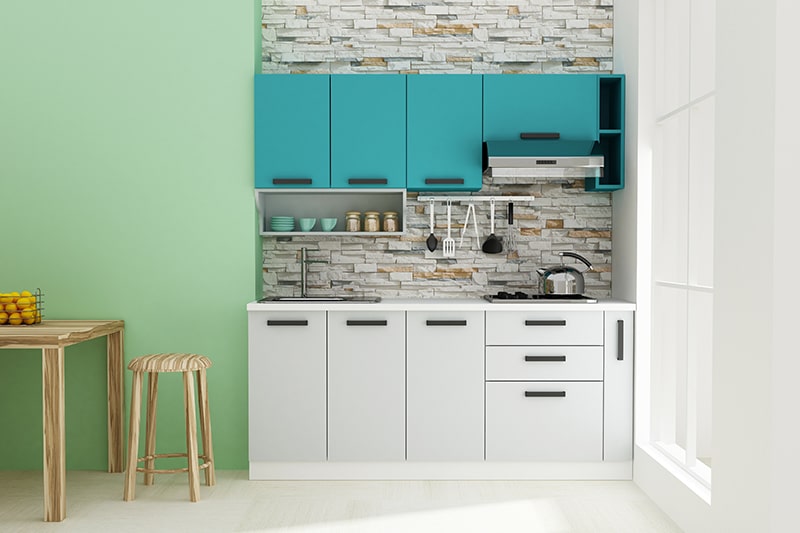 Mini modular kitchen cupboards design suitable for a small home or 1 bhk apartment