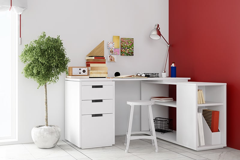 Peaceful study room with a built-in desk to make the best study room design