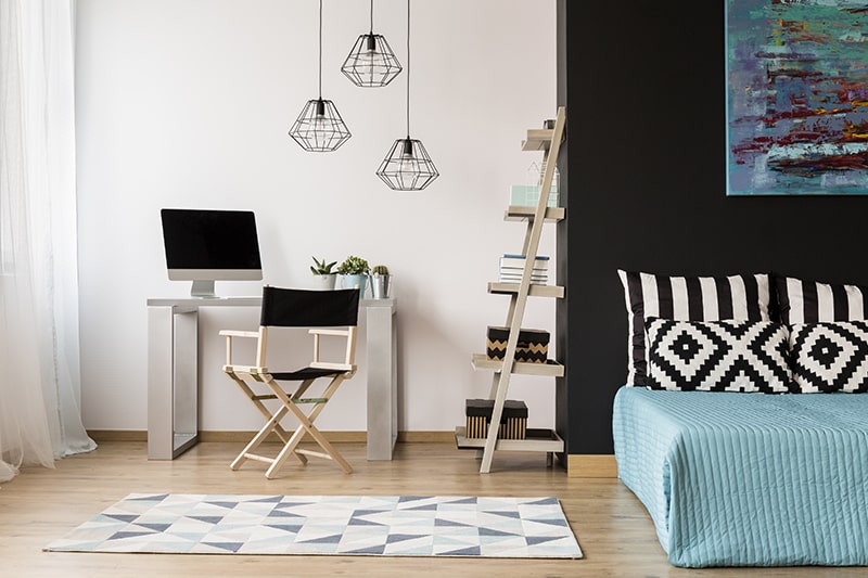 Peaceful study room design by adding pendant lights will provide good lighting