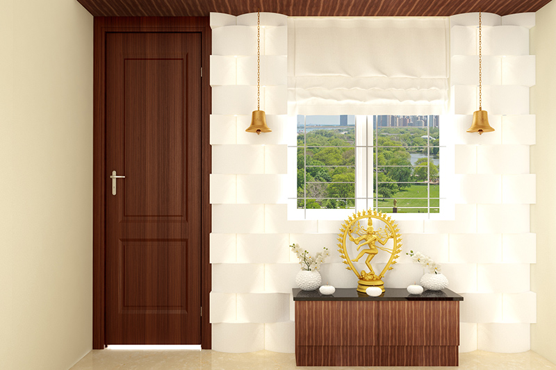 Pooja room door vastu with a bright background in pooja room vastu