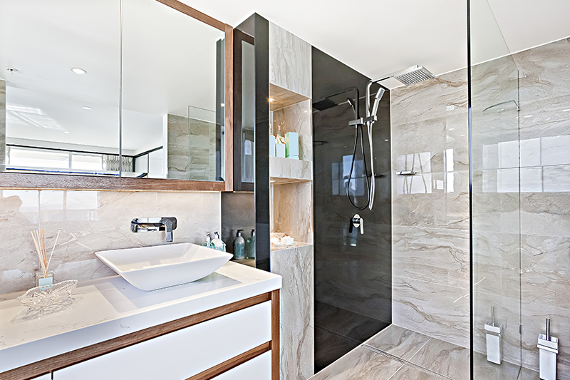 Small bathroom storage ideas where the shelves can be used to store bathing essentials for bathroom storage