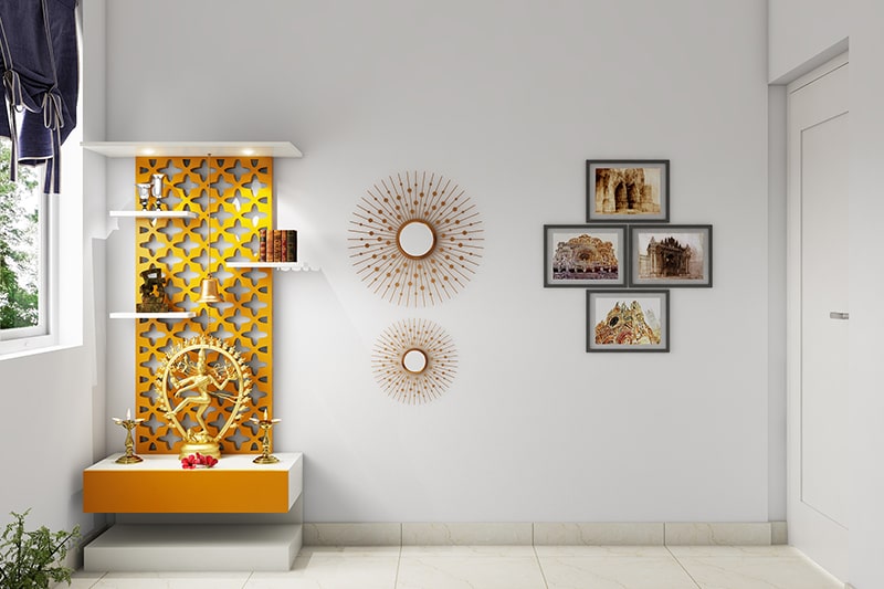 Vastu colors for prayer pooja room can be use white, yellow, light green and saffron orange