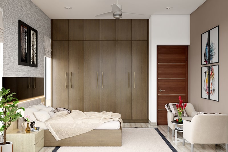 Wooden Wall Almirah Design For Bedroom