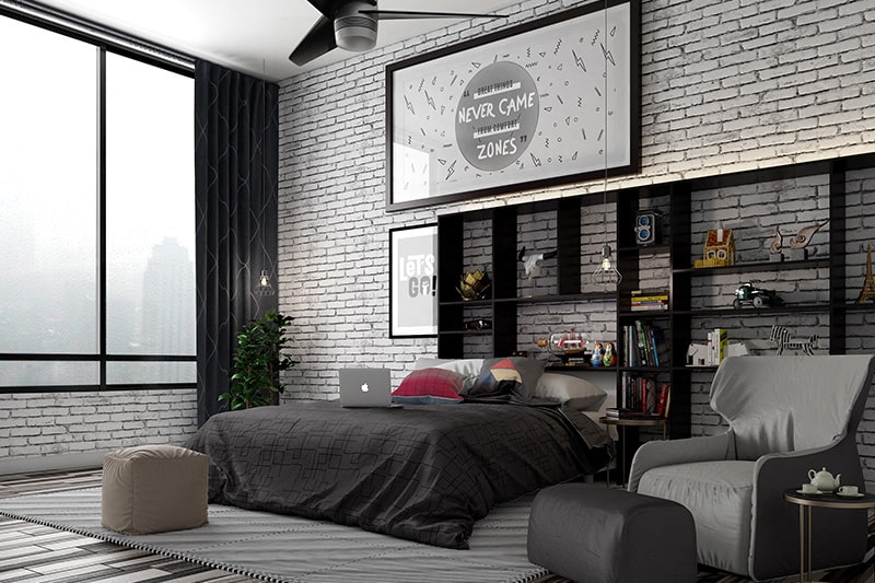 Black bedroom design with a black white bedroom is perfect to bring out the soothing contrasts