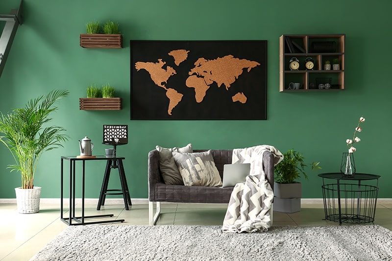 Dark green paint colors for living room to makes for a royal living room