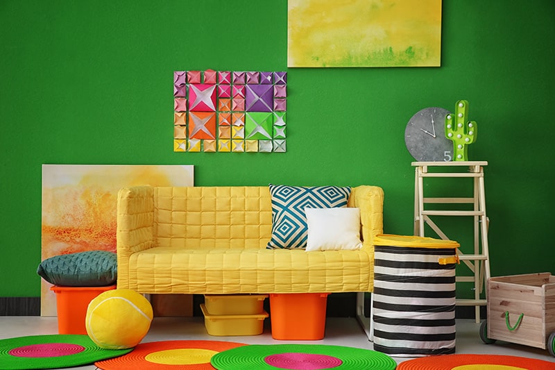 Fluorescent shade green paint colors for living room