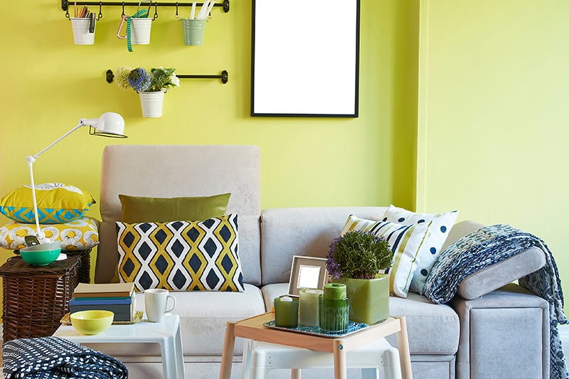 Luscious lime shade green colour room with mix a lot of green and a bit of yellow