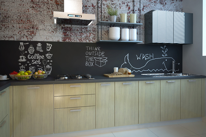 Modern kitchen photos where kitchen has fun accents like the chalkboard backsplash