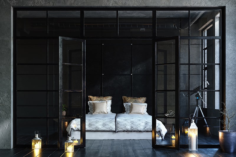 Plush black bedroom design with gold and black are stunning complementary shades