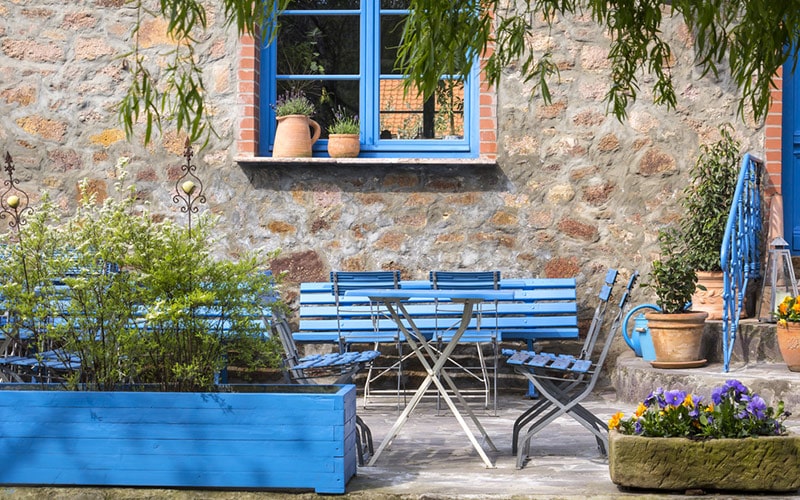 Outdoor balcony furniture design channeling with blues