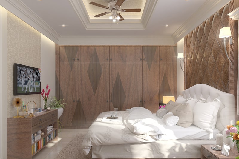 Wooden designer wardrobe build by laminate or solid wood materials for every type of bedroom interior design