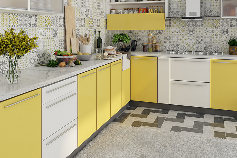 Home trends, bring bright colourful cabinets, gadgets, and appliances to make a big splash in kitchens