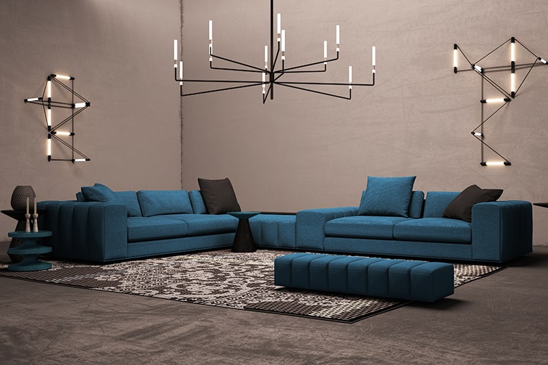 An air force blue sofa set for your living room design