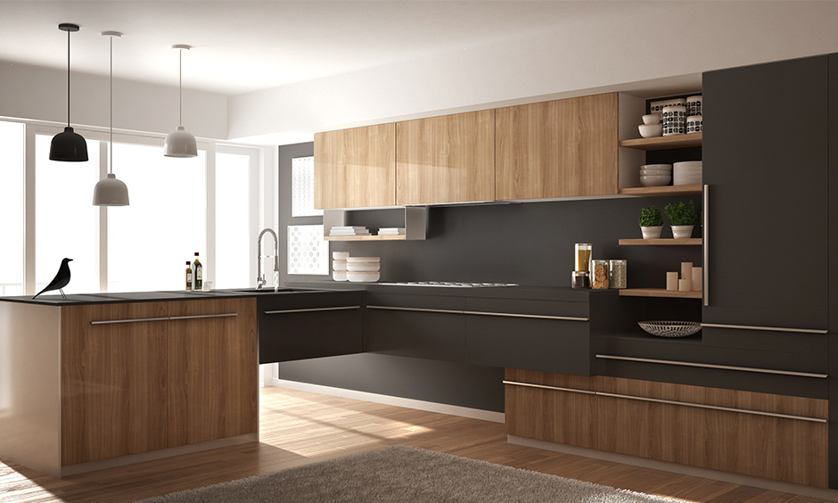 Dark grey white kitchen an eye-catching colour scheme for sure his shade of grey breaks away from conventional.