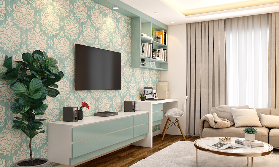 An entertainment cum home office design ideas in india