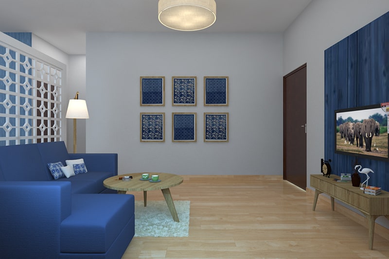 The lucky sapphire blue living room walls bring in good luck, wealth and success