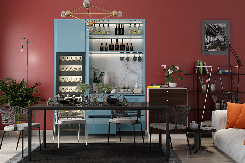 Modern dining room sets with a bar