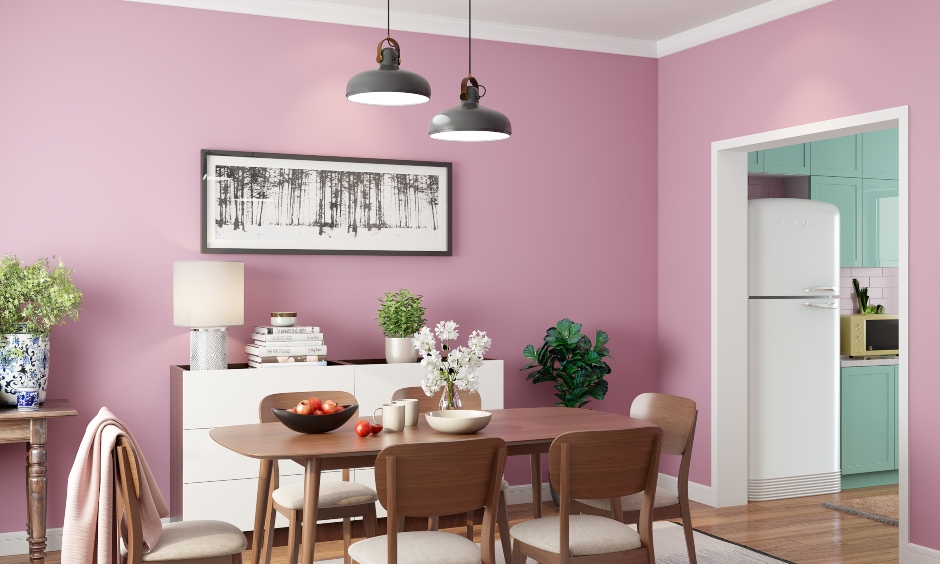 Pink colour bedroom which easily pair with metallic decor and signature wooden furniture