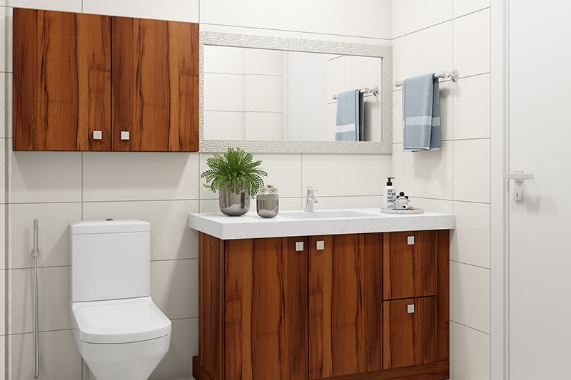 Refurbish old bathroom cabinets with wood cabinets are perfect for white washroom