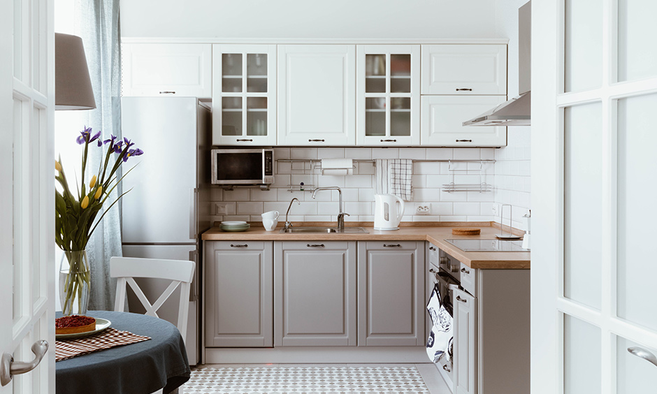 Nothing beats a simple grey and white kitchen with minimal accents.