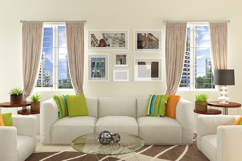 Classic window designs for small living room with inside grill are simple yet sophisticated.