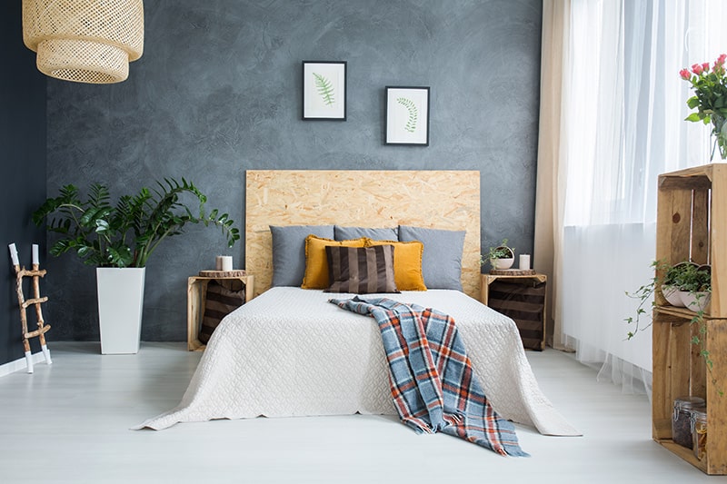 Bedroom features a wooden headboard design makes your room cosy and warm