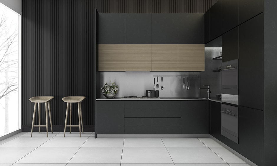 Black and white kitchen design with a tint of beige to give a perfect symphony