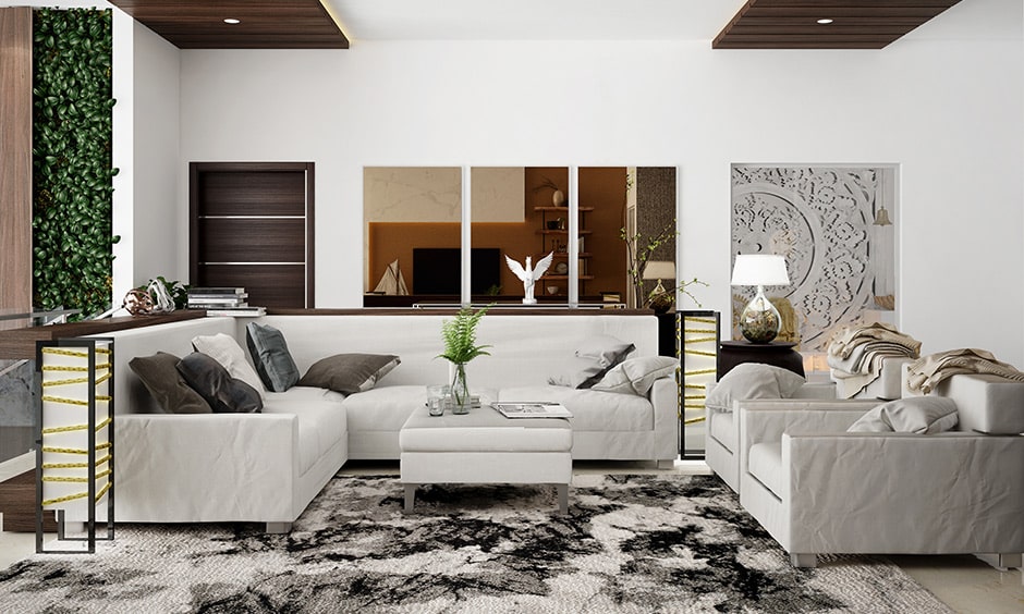 Combination of black and white rugs gives elegant look to your living room, it is a best carpet for living room