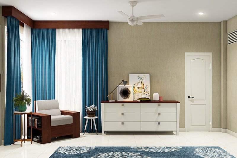 Corner window curtain design with pelmet is a latest curtain design idea