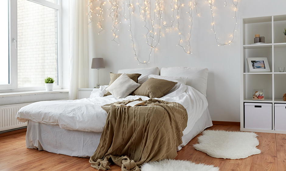 String lights look whimsical but beautiful in a cozy room.