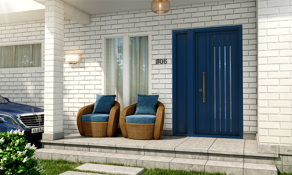 Front door paint color ideas with navy blue which makes a classic statement for the old school types