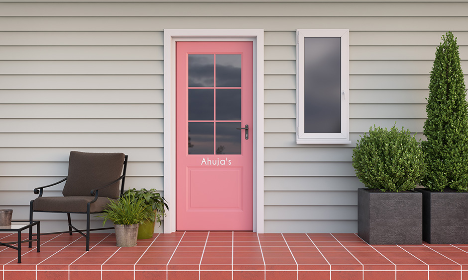 Front door paint colors with pink colour which is fresh, chic and feminine 