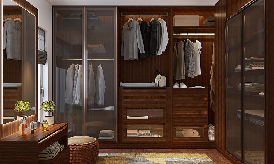 His and her section in compartment for wardrobe to create different compartments in cupboard.