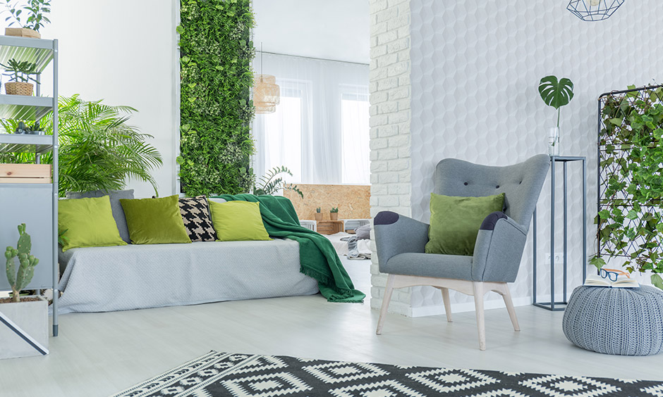 An indoor plant in a living room is creative garden ideas in small spaces.