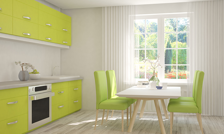 More lime green kitchen units will be like a breath of fresh air and encourage productivity.