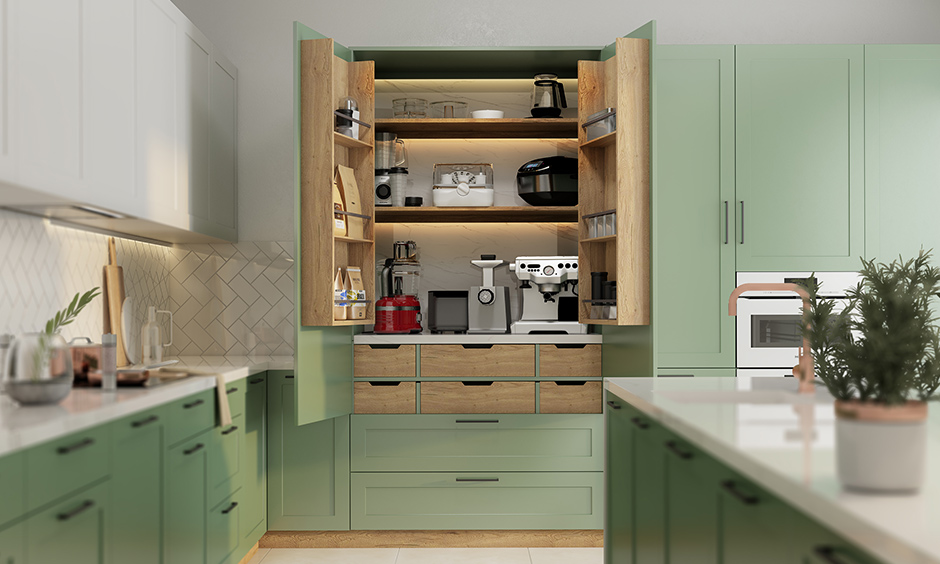 High end new kitchen trends with kitchen larder where your ingredients are cut