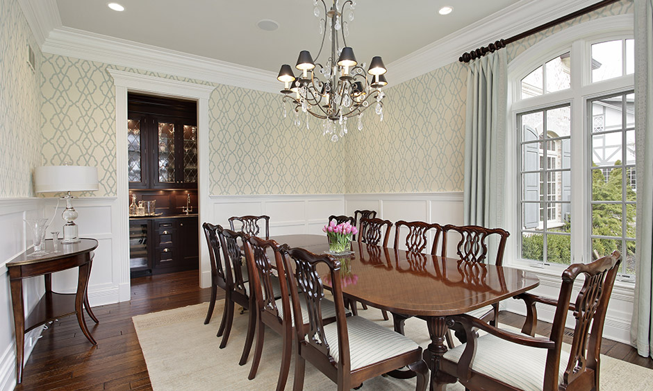 Chandelier lighting for dining room and rustic style lighting comes together 