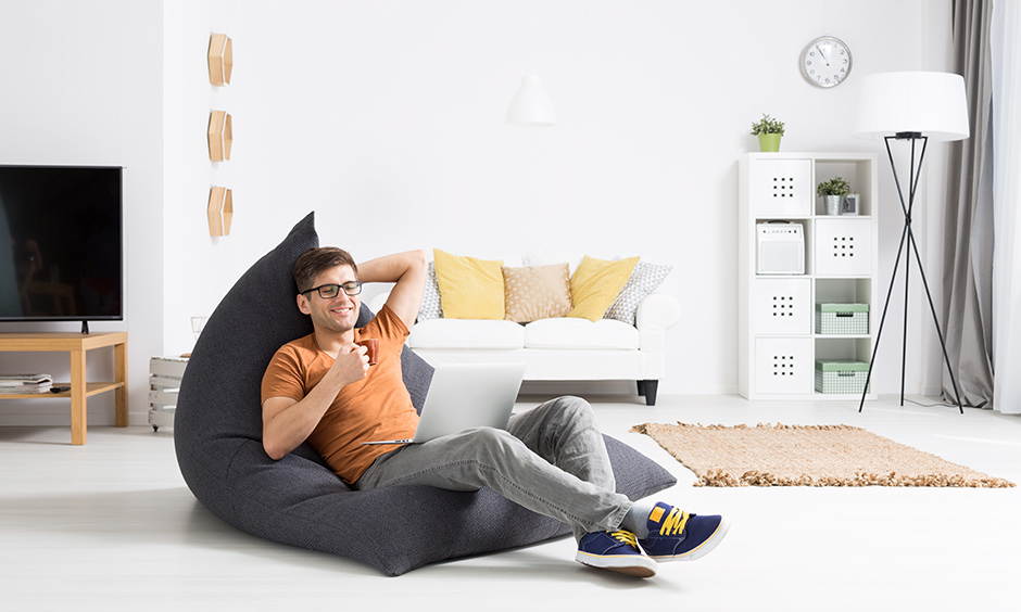 A bean bag is perfect for work, listening to music, eat and sleep, and play games.