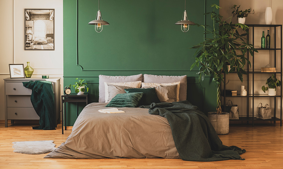 Forest green bedroom has the power to change your mood instantaneously and make you feel fresh and energised.