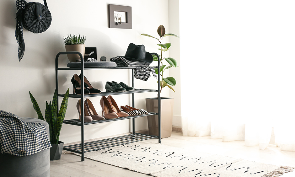 Want simple shoe rack design then choose industrial pipe shoe rack budget-friendly and readily available in different sizes.