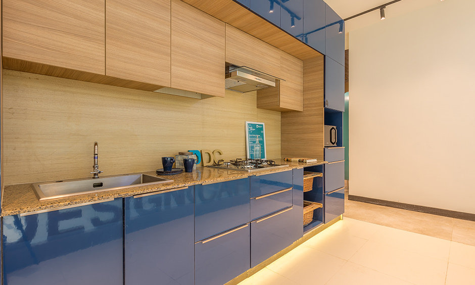 Electric urban modern kitchen in blue