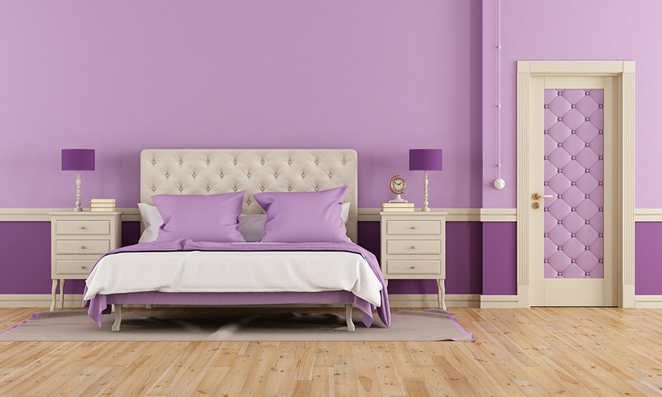 Pastel purple bedroom with a shade of lavender and lilac gives a classic look into purple bedroom images