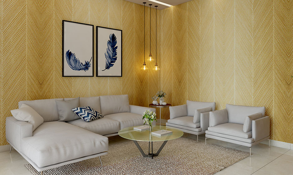 Sunshine shade yellow color in living room uplifts the vibe of the space